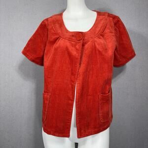 VTG Christopher Banks Womens Cardigan M Boho Chic Red‎ Short Sleeve Statement